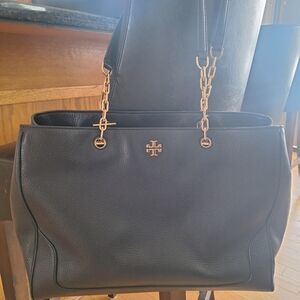 Tory Burch Black Leather Chain-Handle Tote